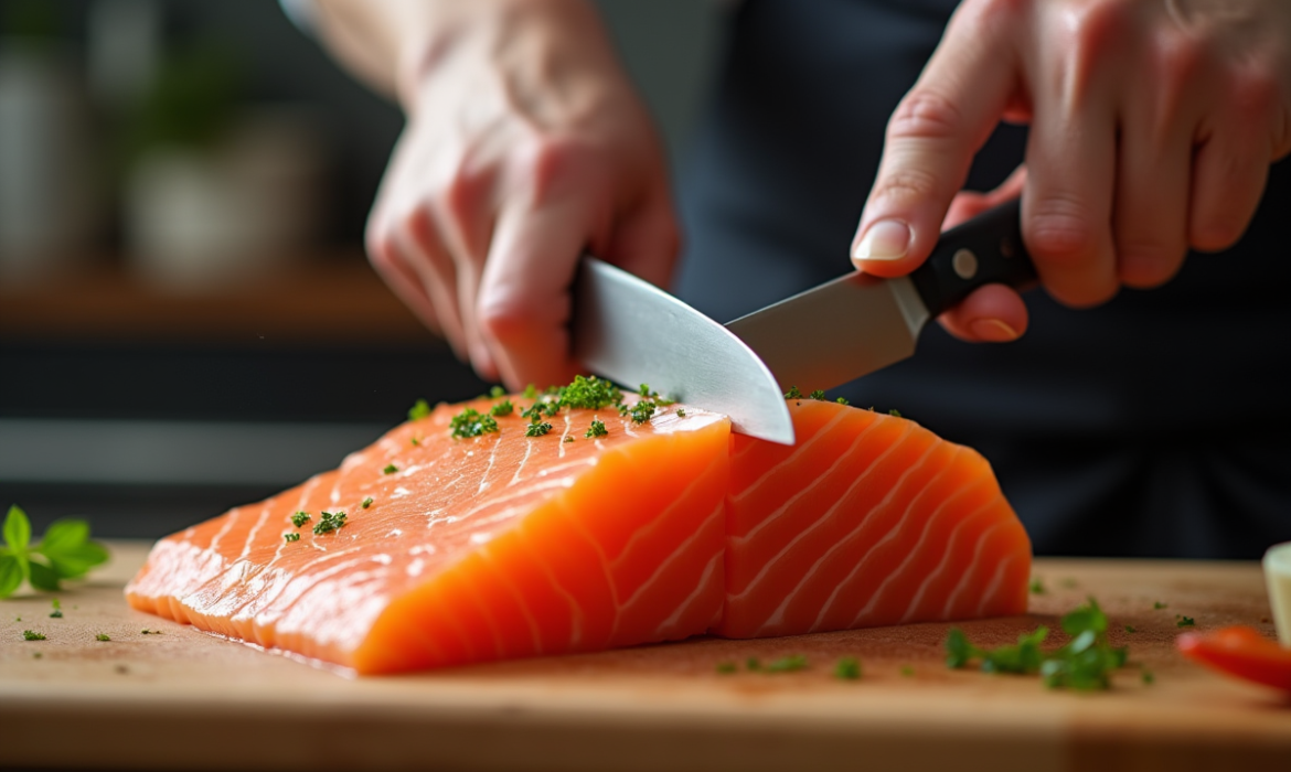 L’art délicat du tranchage du saumon pour sushi : techniques et conseils